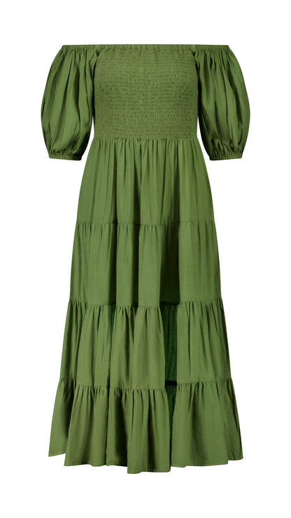 Kimaya Smocked Midi Dress