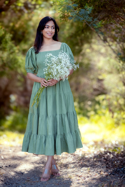 Kimaya Smocked Midi Dress